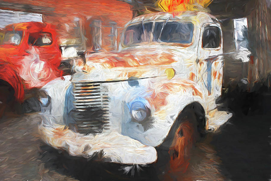 Paint Splattered International Truck Digital Art by Cathy Anderson
