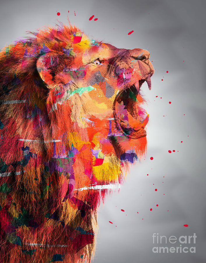 Animal Painting - Paint The Lion  by Mark Ashkenazi