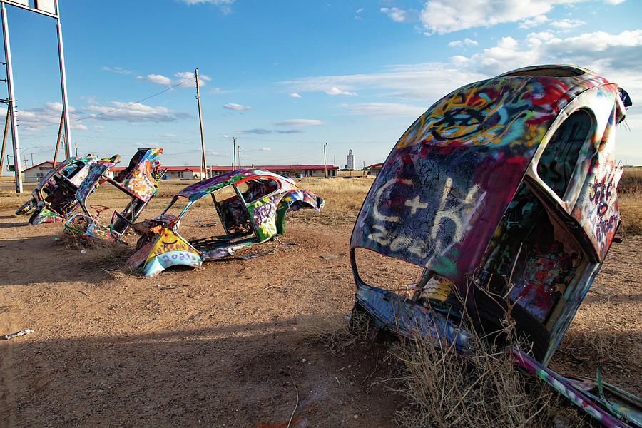 Painted abandoned cars on Historic Route 66  Photograph by Eldon McGraw