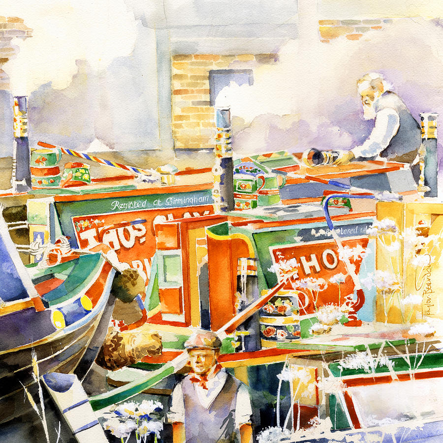 Painted Boats Painting by Penny Taylor-Beardow