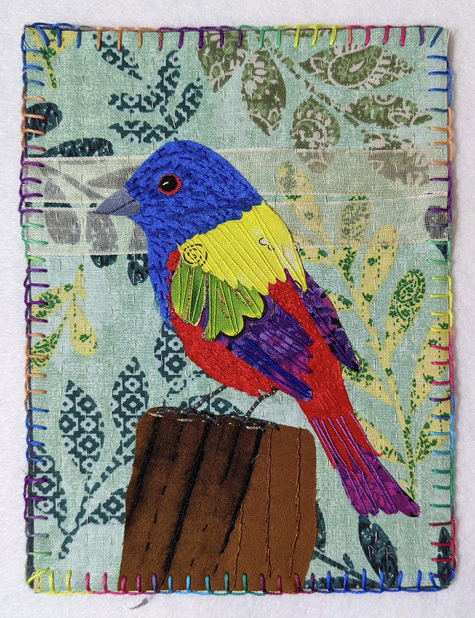 Bird Tapestry - Textile - Painted Bunting by Martha Ressler