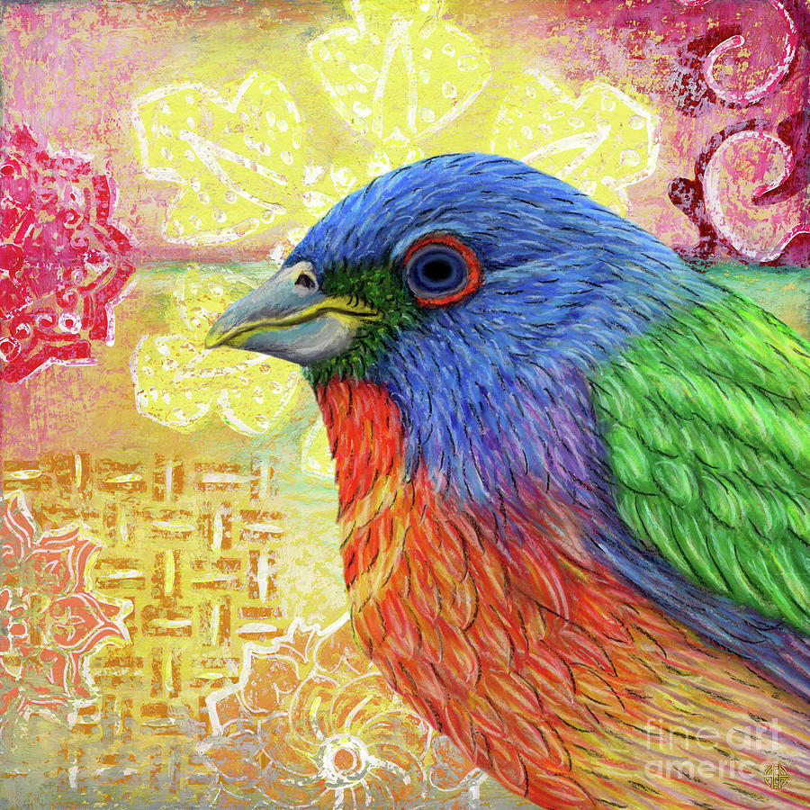 Painted Bunting Sunrise Painting by Amy E Fraser