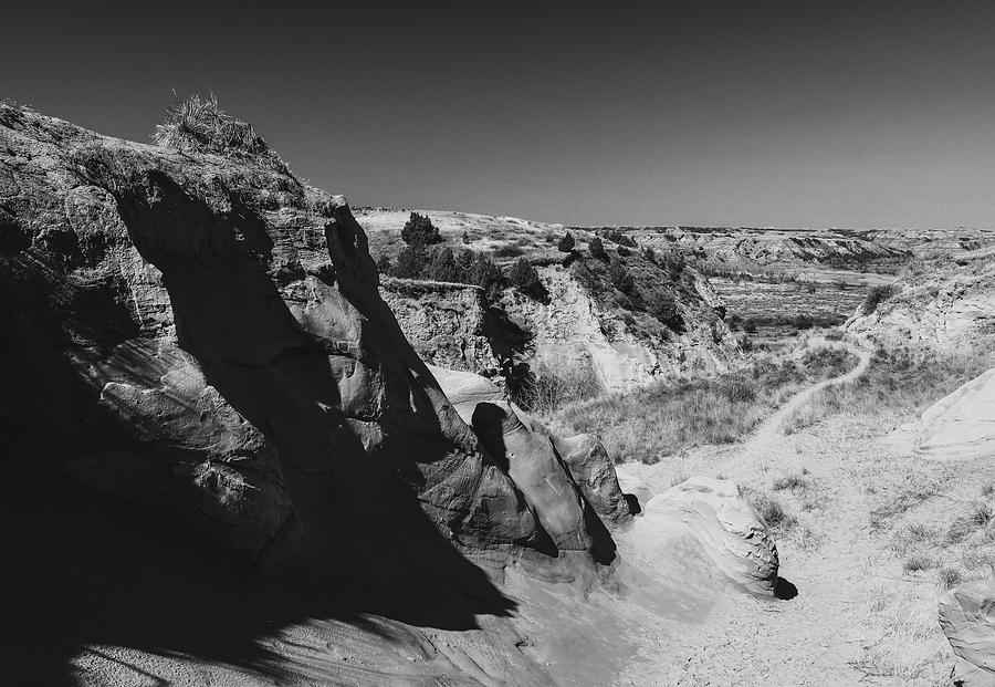 Painted Canyon Trail Black And White Photograph by Dan Sproul