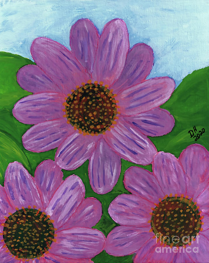 Painted Daisies Painting by D Hackett