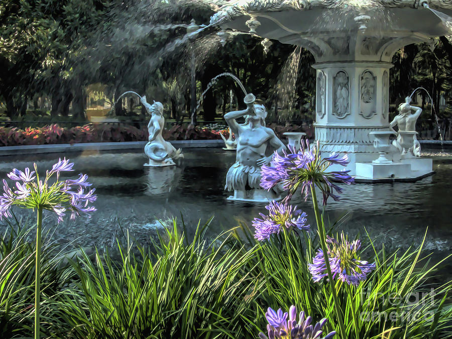 Painted Flowers at Forsyth Park Fountain Photograph by Amy Dundon