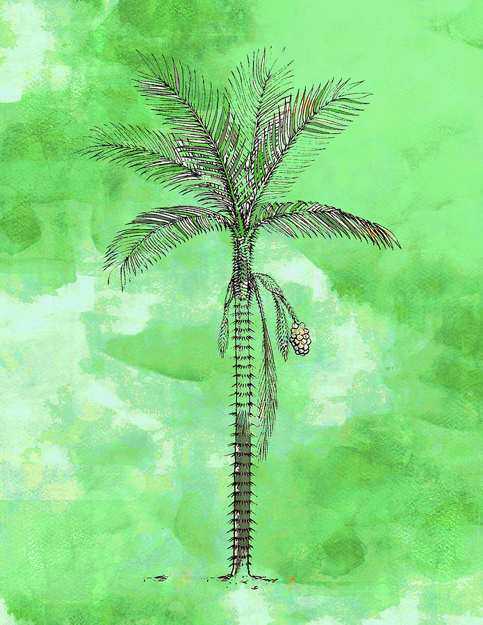 Painted Green Palm Painting by Kandy Hurley