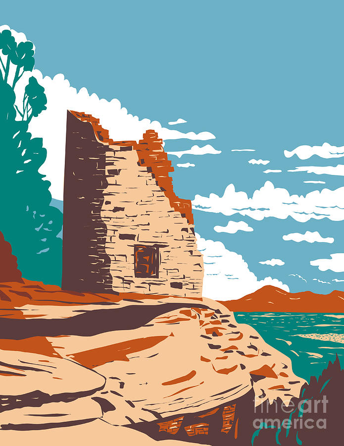 Painted Hand Pueblo In Canyon Of The Ancients National Monument In Southwest Colorado Wpa Poster Art Digital Art