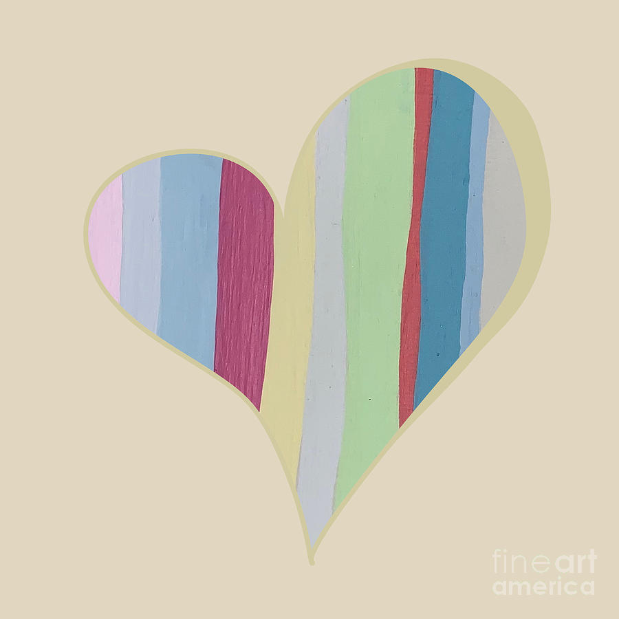 Painted Heart of Stripes by Christie Olstad Painting by Christie Olstad