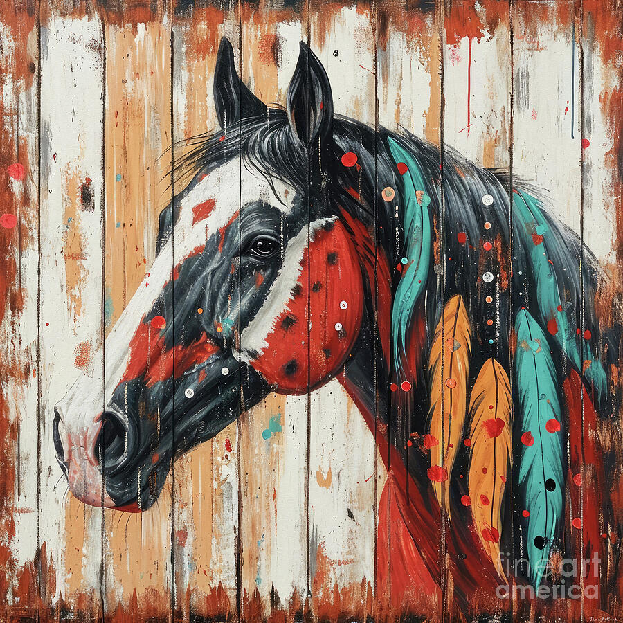 Painted Horse Painting by Tina LeCour