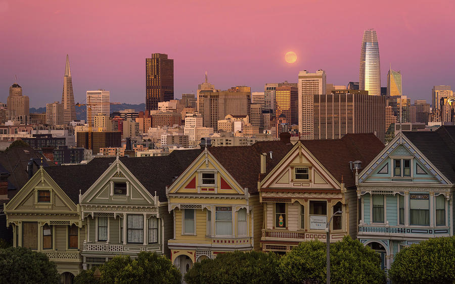 Painted Ladies Moonrise Photograph by Laura Macky