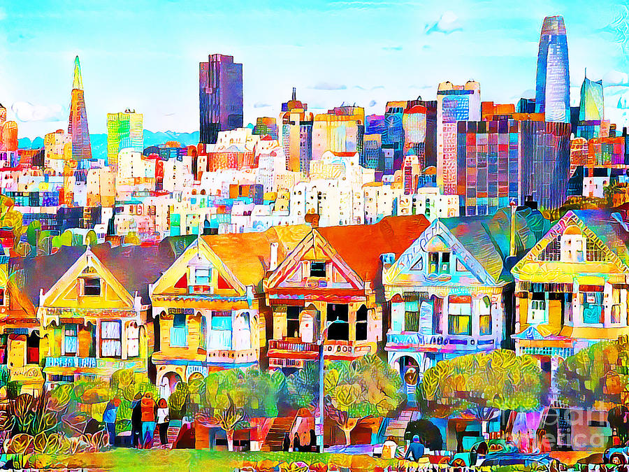Painted Ladies of Alamo Square San Francisco in Vibrant Contemporary Happiness 20200504v2 Photograph by Wingsdomain Art and Photography