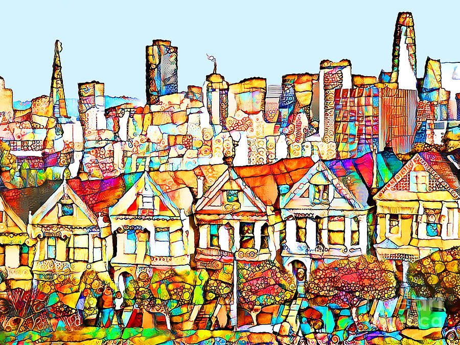 Painted Ladies of Alamo Square San Francisco in Vibrant Playful Whimsical Colors 20200527 Photograph by Wingsdomain Art and Photography