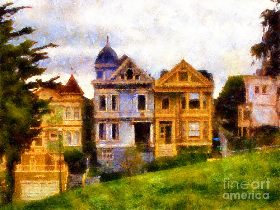Painted Ladies of San Francisco Painting by Steve Mitchell