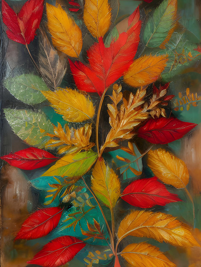Painted Leaves I Painting by Bonnie Bruno