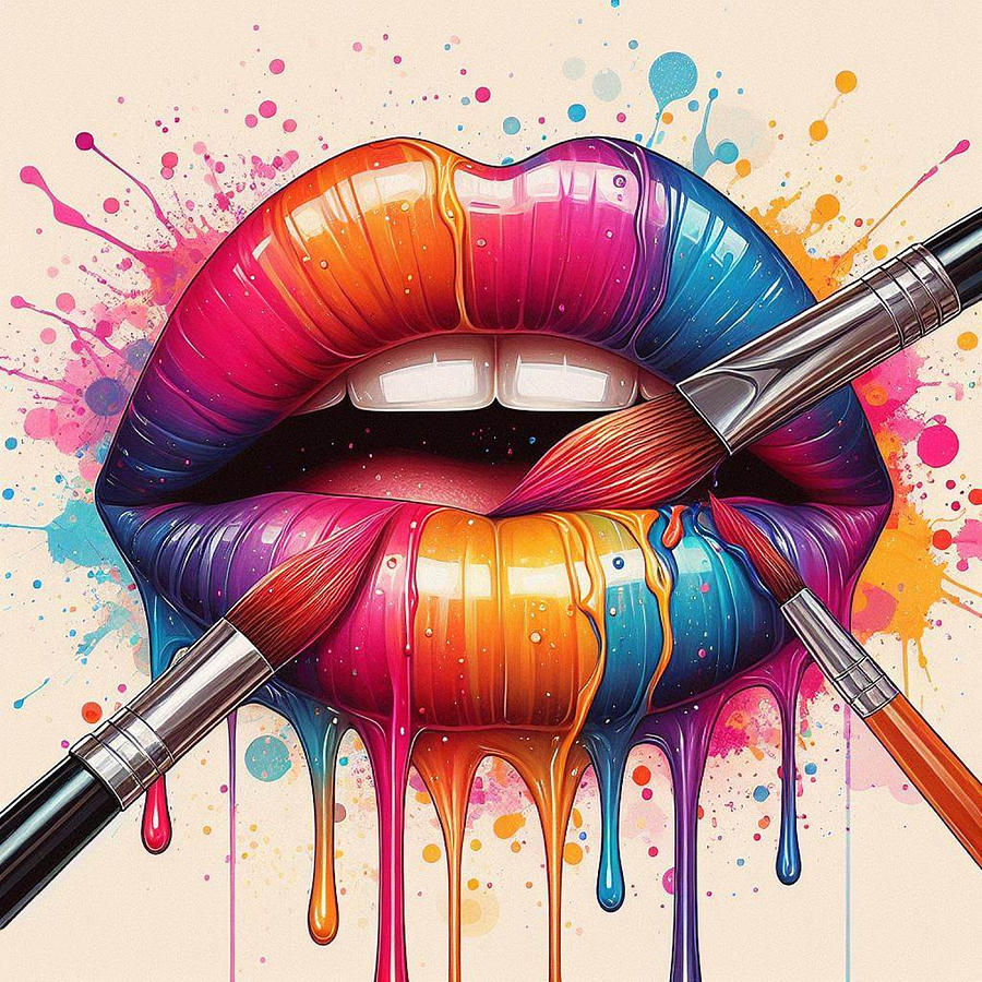 Painted Lips Digital Art by Kelly Mills
