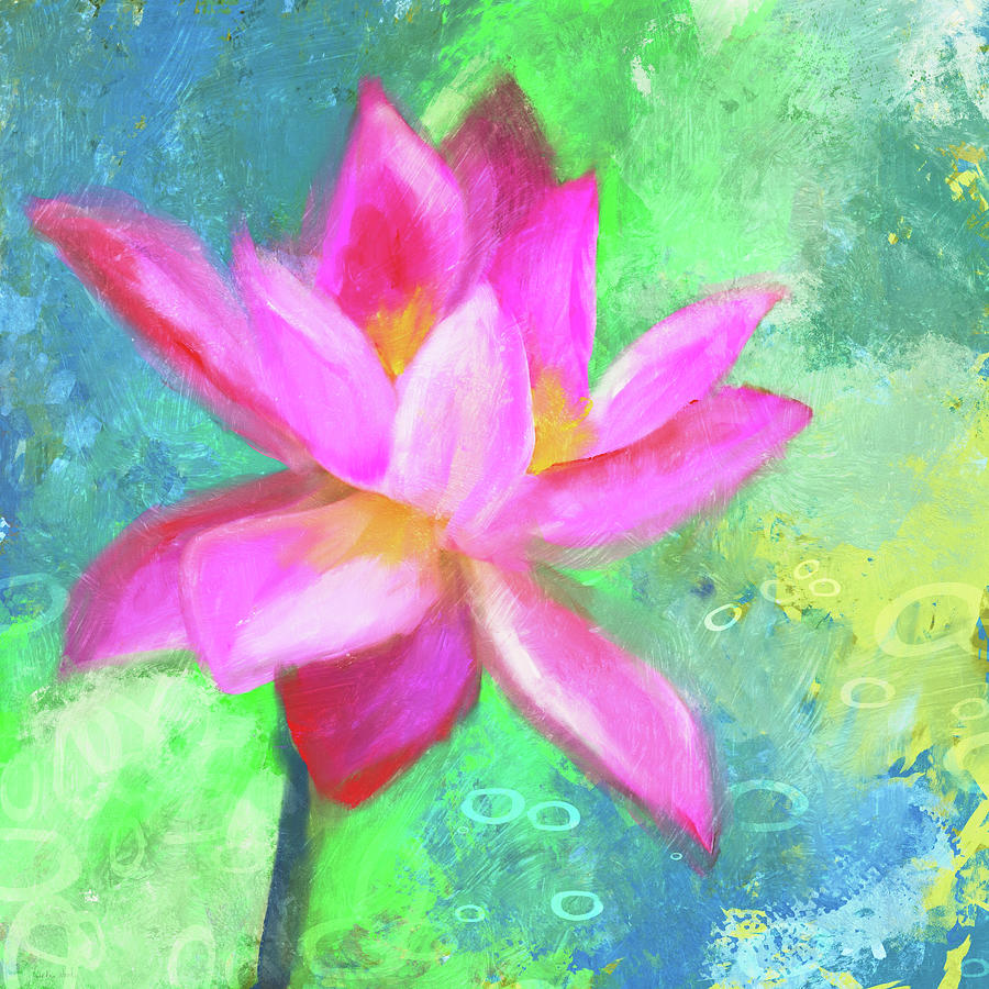Painted Lotus- Art by Linda Woods Mixed Media by Linda Woods