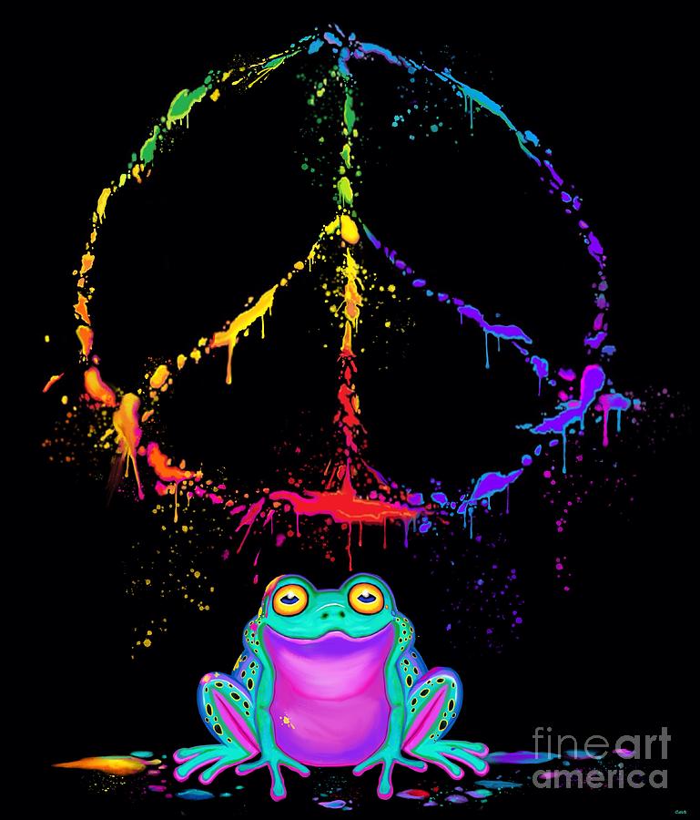 Painted Peace Frog Digital Art by Nick Gustafson