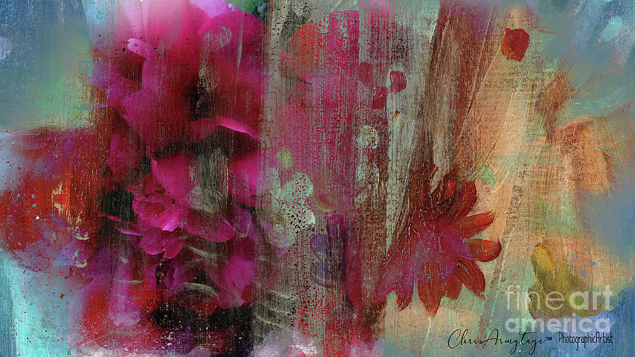 Painted Peonies Abstract Mixed Media by Chris Armytage