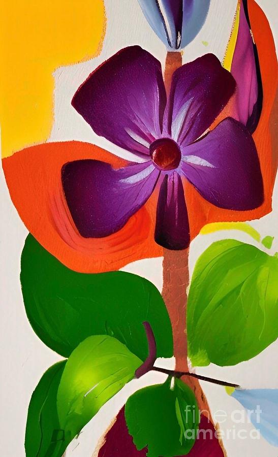 Painted Purple Flower Digital Art By Julie Kaplan Fine Art America