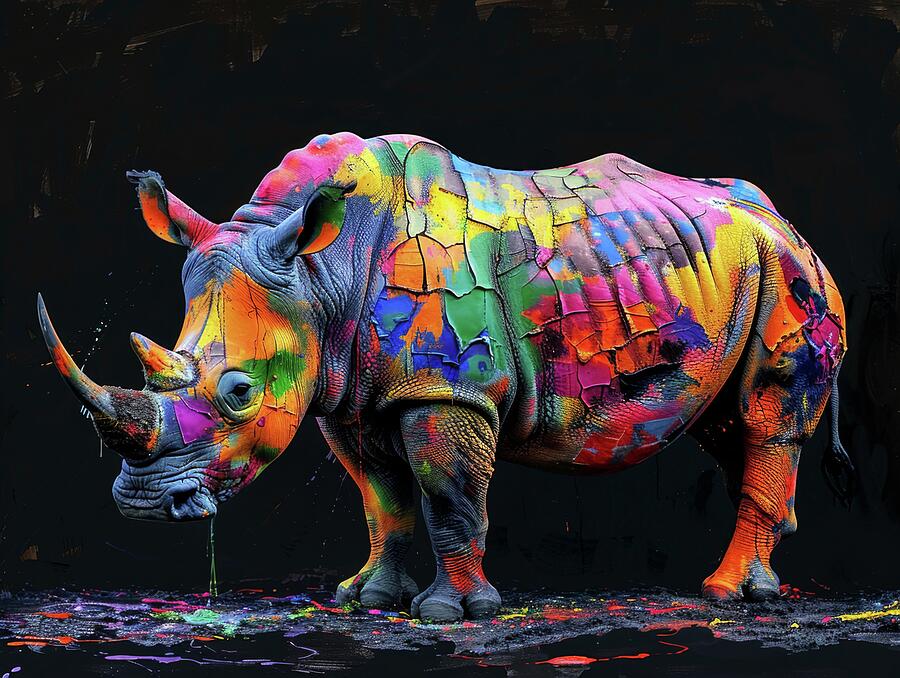 Painted Rhino Digital Art by Garry Gay - Fine Art America