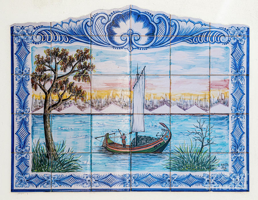 painted tiles Portuguese sail boat l1 Photograph by Ilan Rosen
