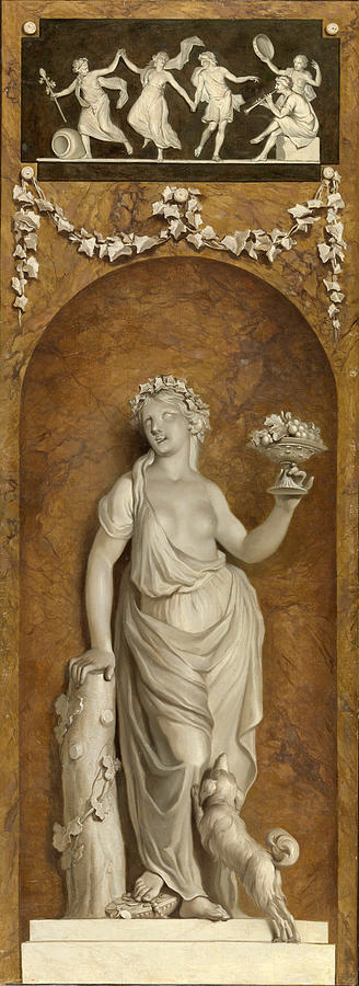 Painted Wall Hanging with Bacchante Painting by Jurriaan Andriessen