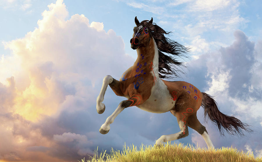 Painted War Horse Digital Art by Daniel Eskridge