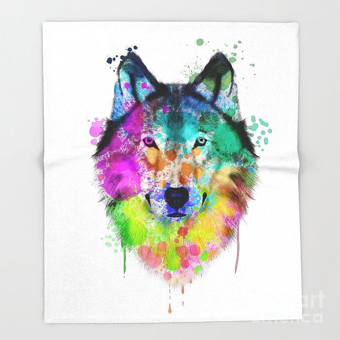 Painted Water color Wolf Painting by Synandrew Anderson
