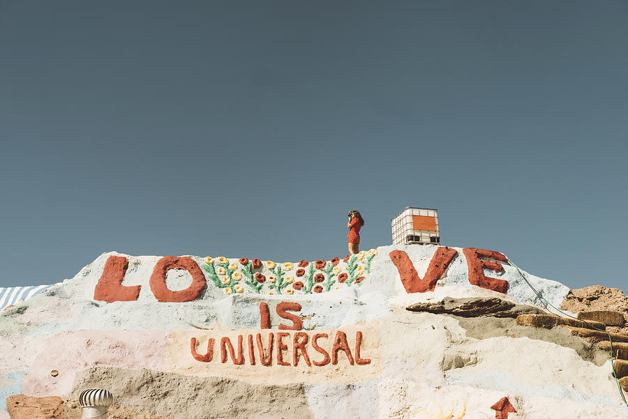 Painted words on Salvation Mountain, Salton Sea, California, USA Photograph by Cultura RM Exclusive/Kate Ballis