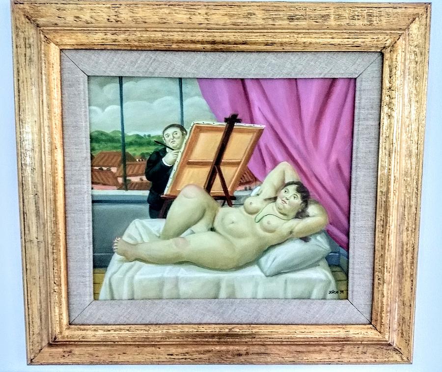 Nude Painting - Painter and Model by Fernando Botero