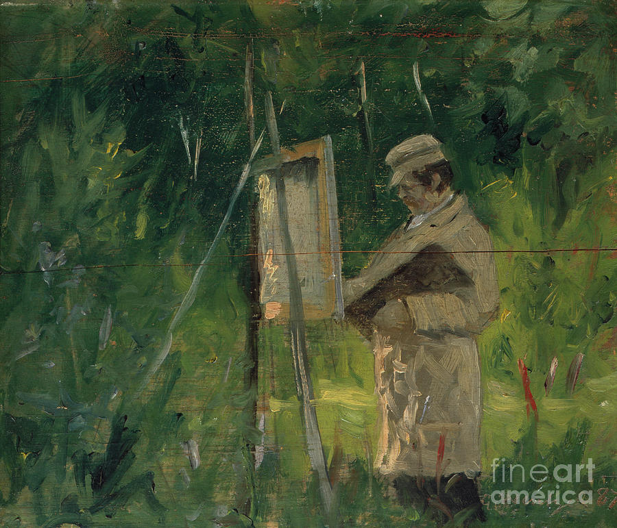 Painter by the easel, 1887 Painting by O Vaering by Gustav Wentzel