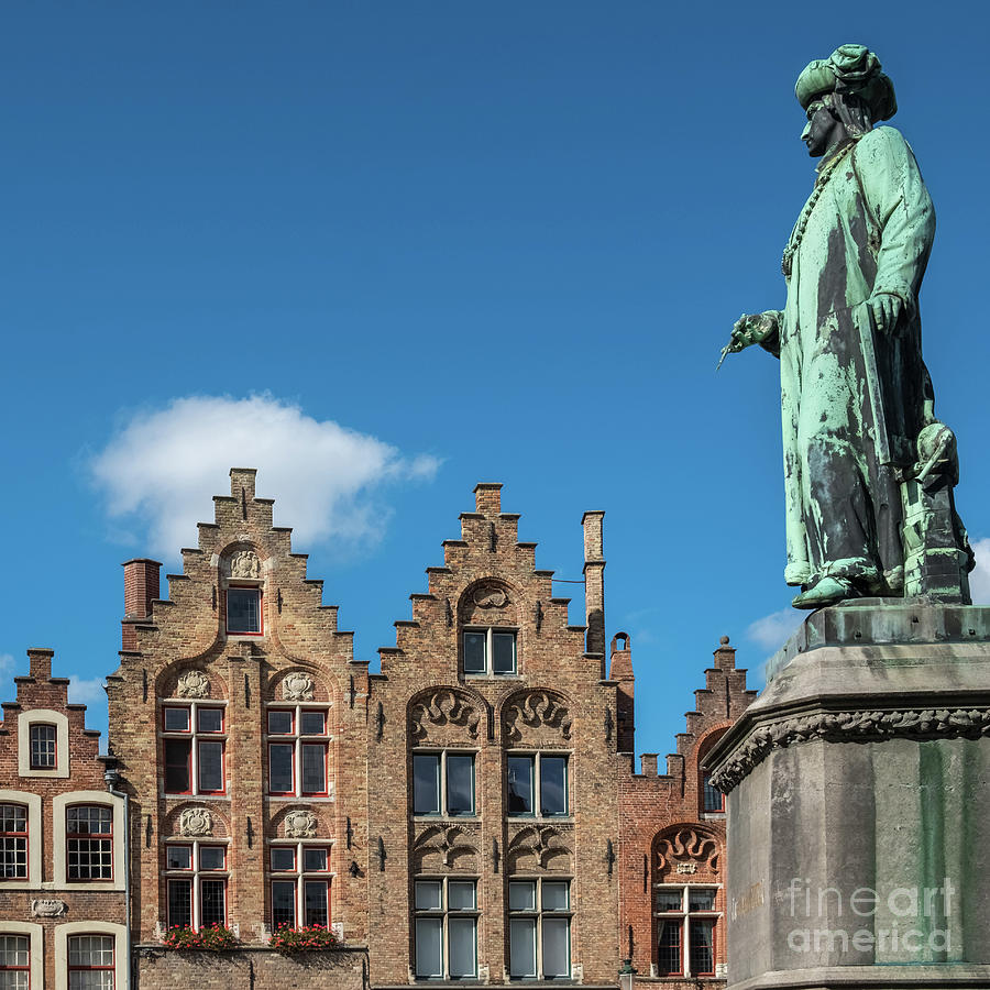 Painter Jan van Eyck Memorial, Bruges, Belgium Photograph by Philip Preston