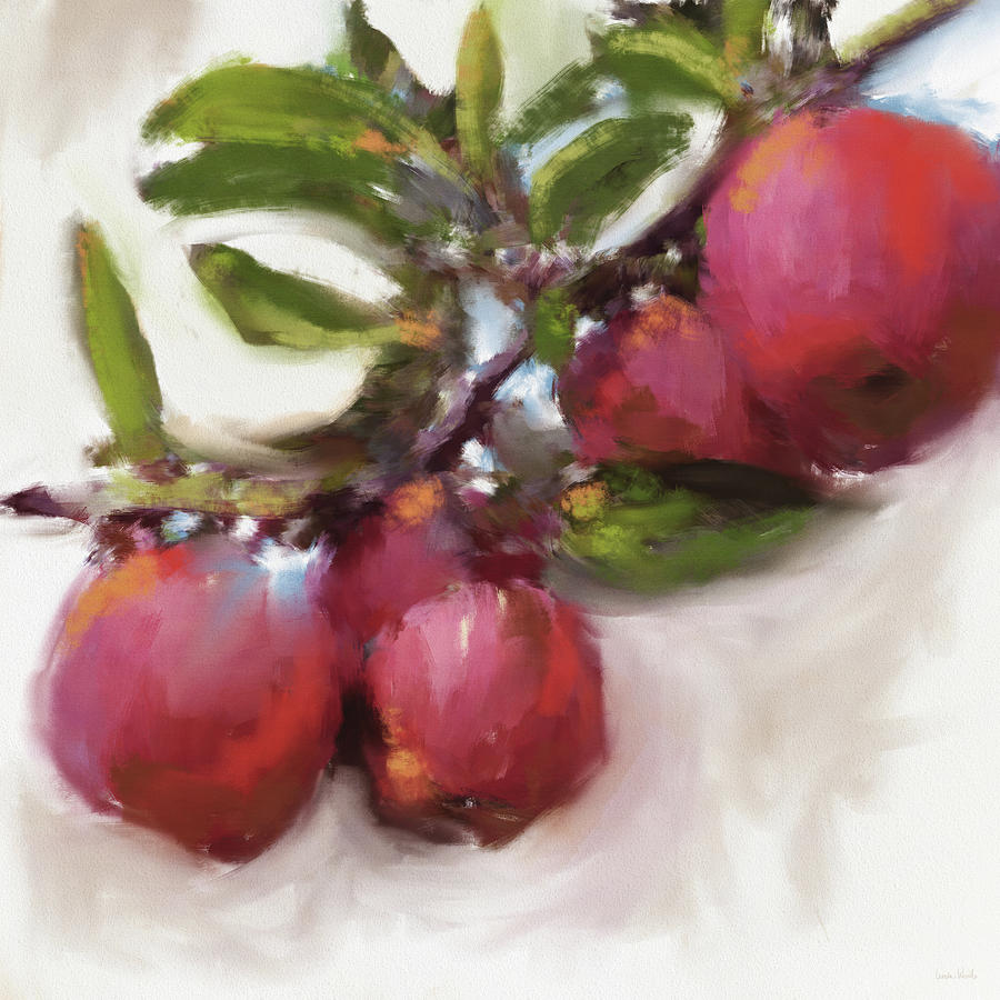 Painterly Apples- Art by Linda Woods Mixed Media by Linda Woods