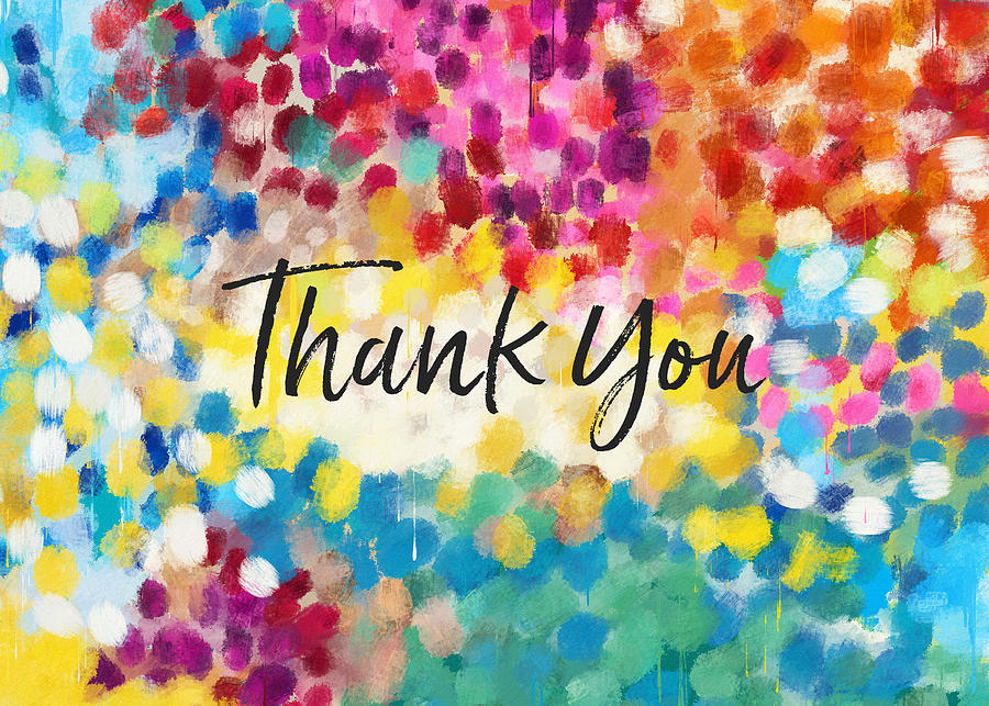 Painterly Thank You- Art by Linda Woods Mixed Media by Linda Woods