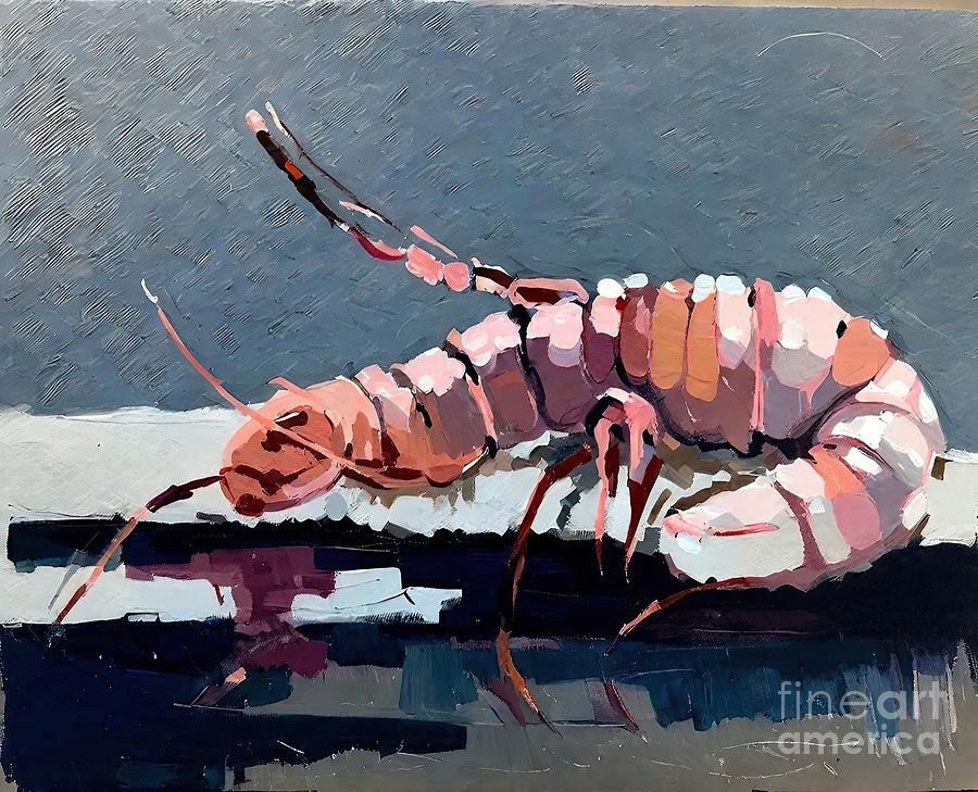 Nature Painting - Painting A Shrimp animal food art sea nature seaf by N Akkash