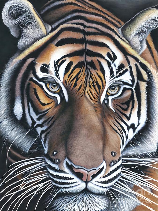 Wildlife Painting - Painting Abhiru Tiger wildlife wild animal predat by N Akkash