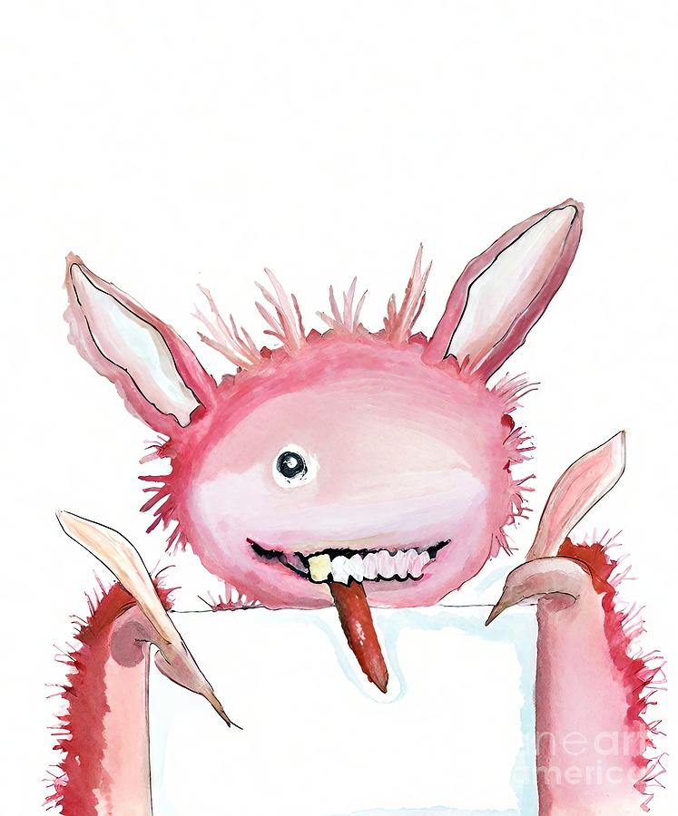 Halloween Painting - Painting Axolotl Brushing Teeth Bath Watercolor i by N Akkash