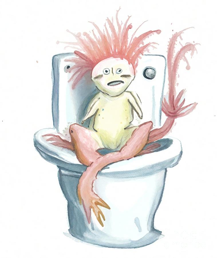 Pattern Painting - Painting Axolotl In The Bathroom Dinosaur Paintin by N Akkash