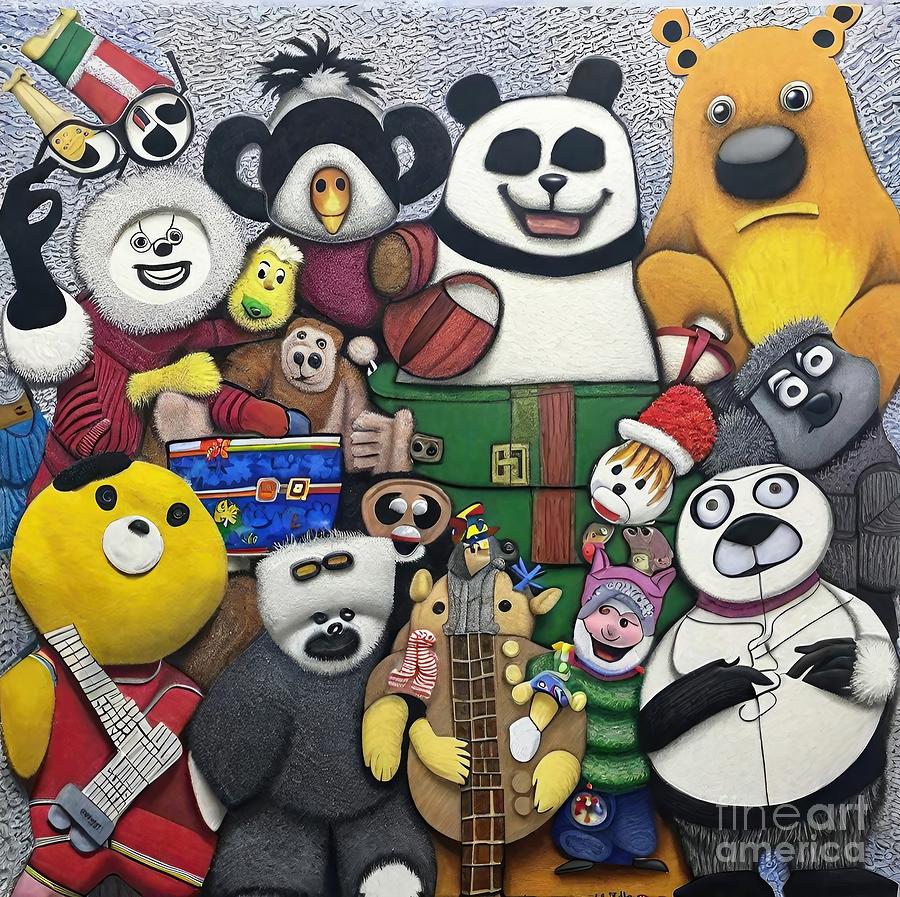 Toy Painting - Painting Back To Childhood panda animal cute outd by N Akkash
