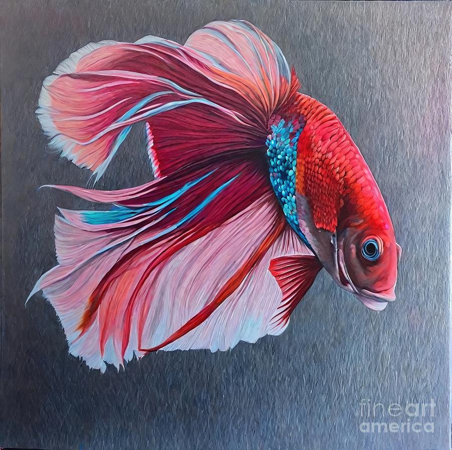 Painting Betta 2 background color betta fish beau Painting by N Akkash ...