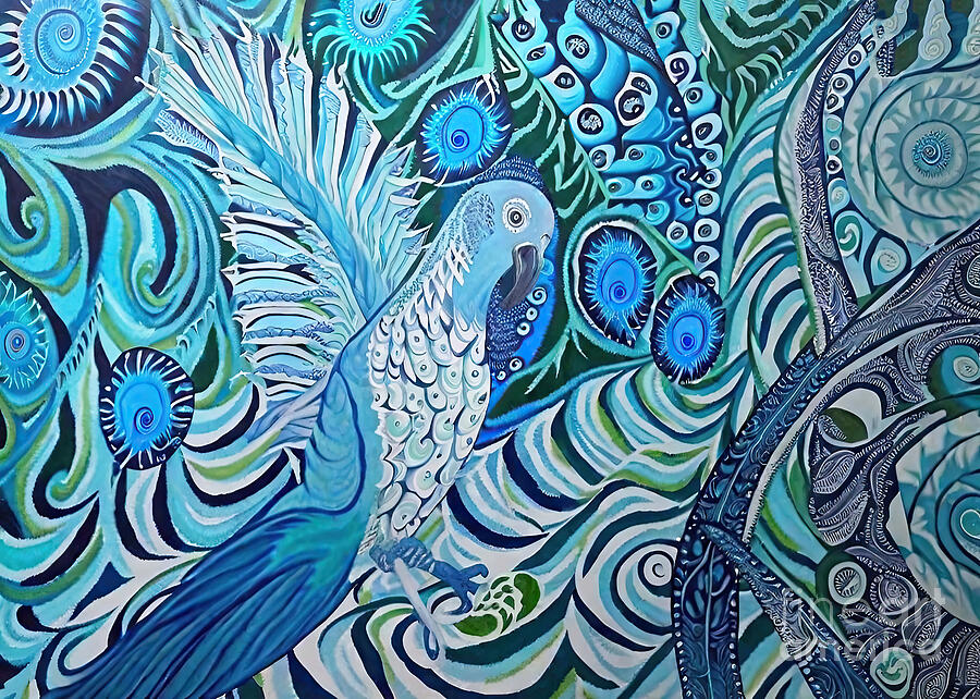 Abstract Painting - Painting Blue Quaker background pattern abstract by N Akkash Abstract Painting - Painting Blue Quaker background pattern abstract by N Akkash