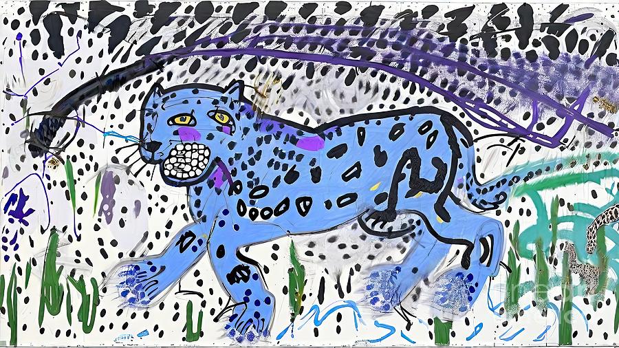Nature Painting - Painting Blue Winged Snow Leopard LNF LNF LNF LNF by N Akkash