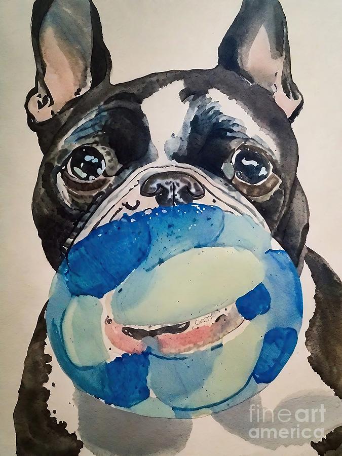 Dog Painting - Painting Bostonterriers dog pet illustration anim by N Akkash