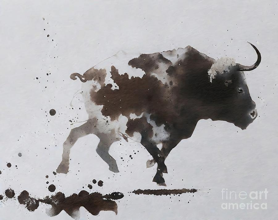 Abstract Painting - Painting Bull 22b 003 texture abstract background by N Akkash