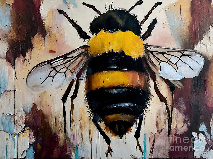 Nature Painting - Painting Bumblebee Song nature bee background ill by N Akkash