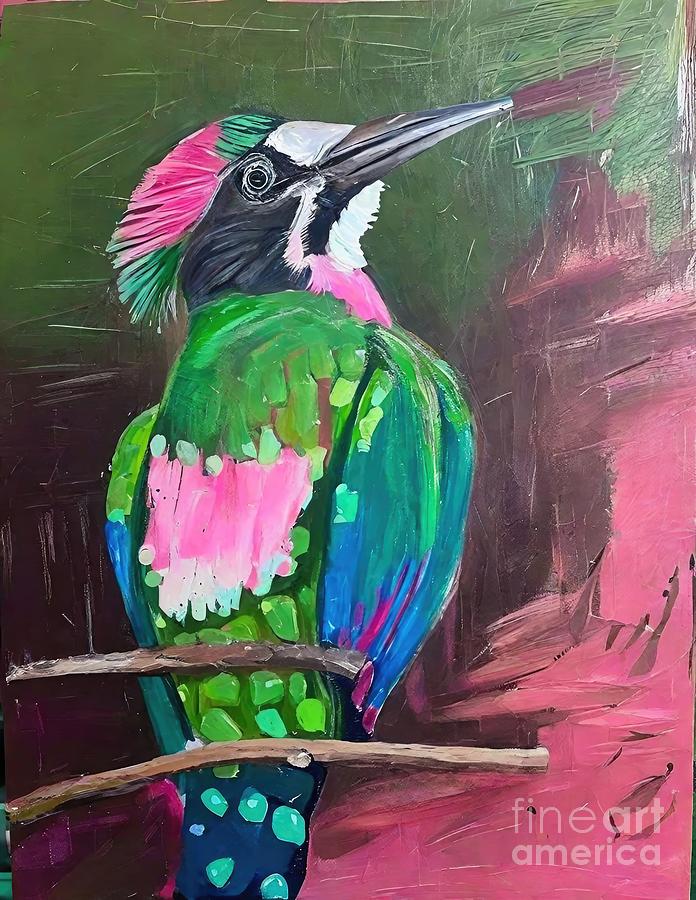 Nature Painting - Painting Calling colorful bird nature beautiful a by N Akkash