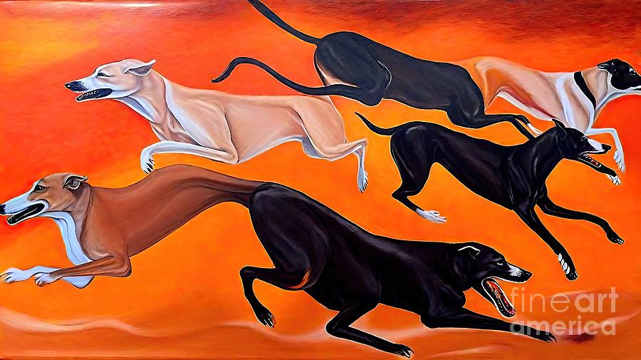 Nature Painting - Painting Chase animal horse nature painting feng  by N Akkash
