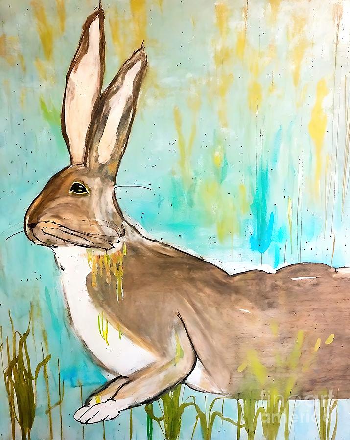 Nature Painting - Painting Dandelion Season rabbit animal art natur by N Akkash
