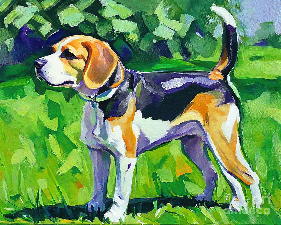 Animal Painting - Painting Dog 5 pet animal puppy dog illustration by N Akkash