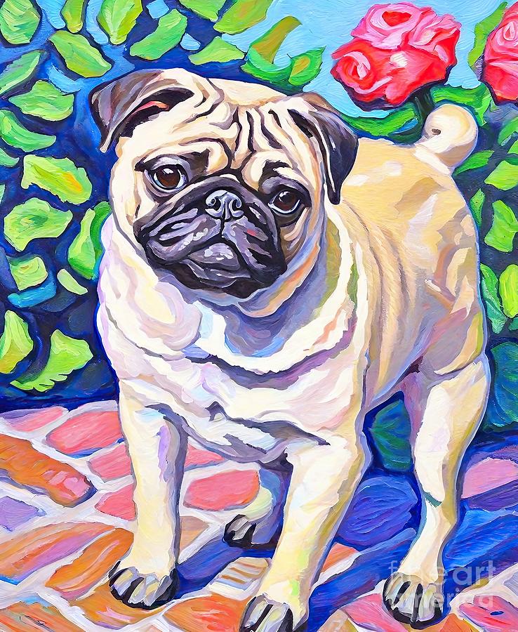 Nature Painting - Painting Dog 6 pet portrait animal puppy dog dome by N Akkash